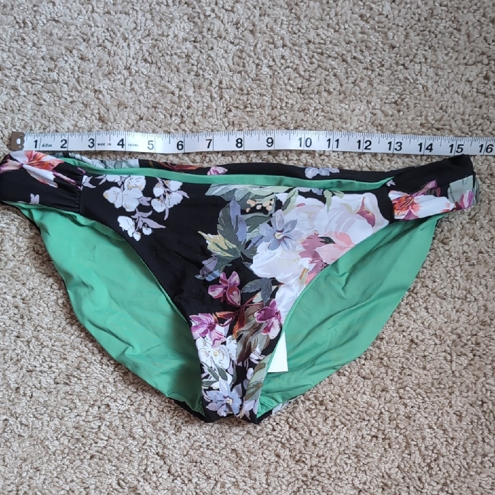 BECCA Floral Bikini Bottom - Black and Green